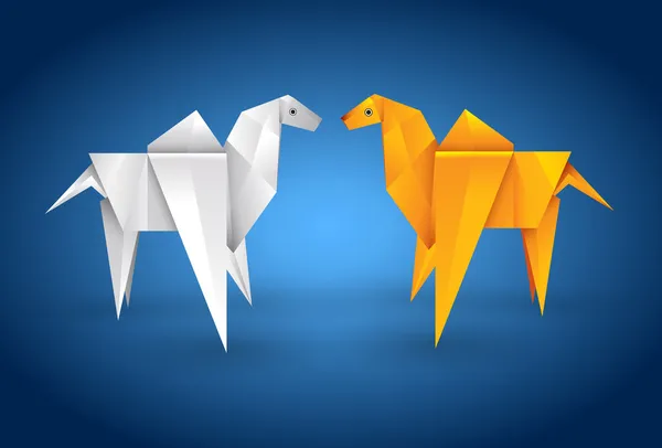 Origami çift deve — Stok Vektör