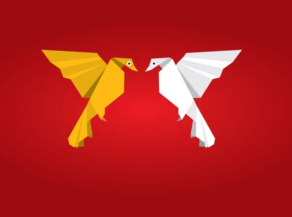 Origami çift kuşOrigami paar vogel — Stok Vektör