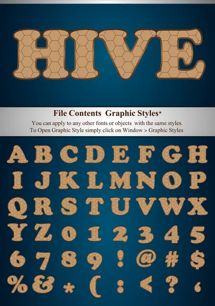 Bee Comp Buchstaben mit grafischem Stil — Stockvektor