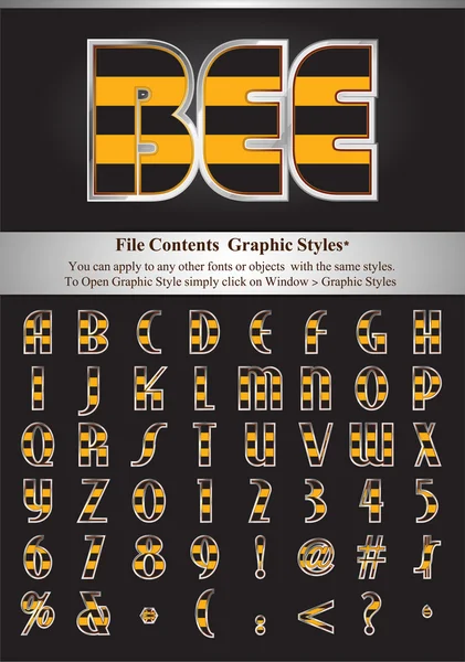 蜜蜂风格字母与图形样式 — 图库矢量图片