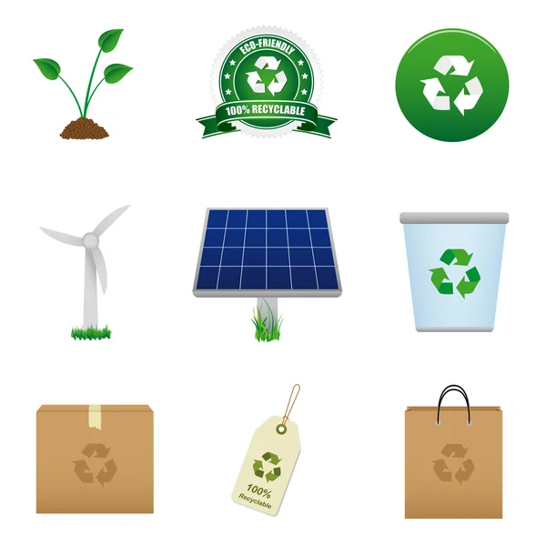 Obnovitelné zdroje energie a recyklaci ikona — Stockový vektor