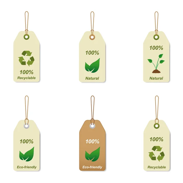 Etiquetas recicláveis e naturais —  Vetores de Stock