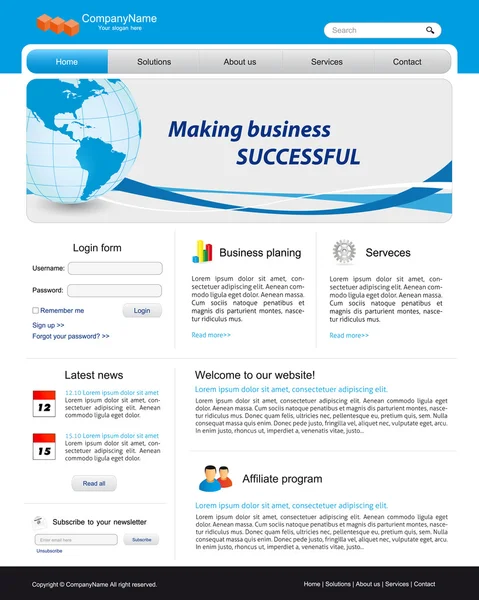 Business webbplats mall — Stock vektor