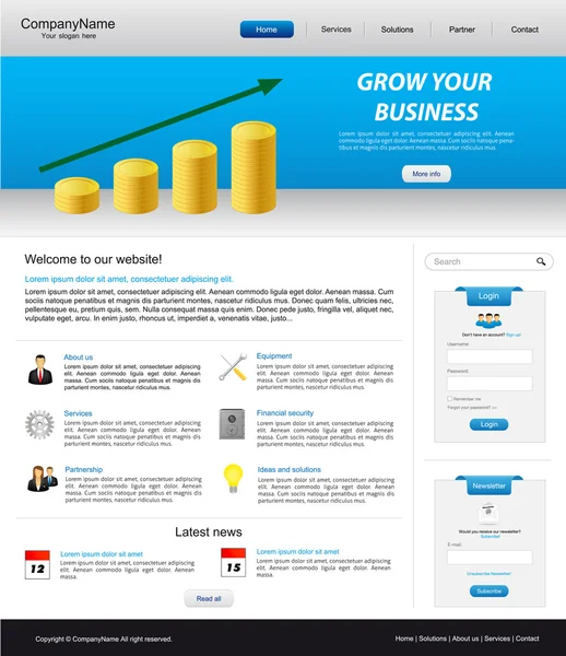 Business webbplats mall — Stock vektor