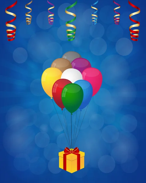 Balloons and gift box — Stock Vector