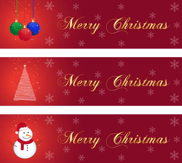 Drie Kerstmis banners — Stockvector