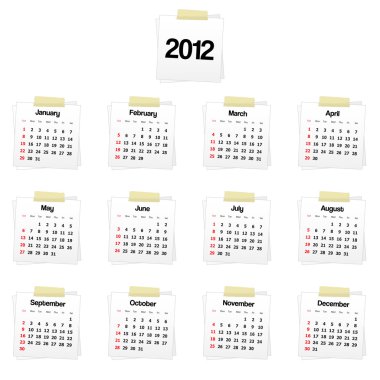 2012 calendar clipart