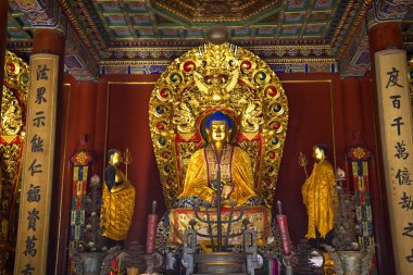 Blue Buddha Altar Details Yonghe Gong Buddhist Temple Beijing Ch clipart