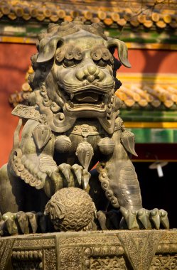 Dragon Bronze Statue Yonghe Gong Buddhist Temple Beijing China clipart