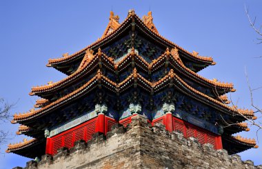 Gugong Forbidden City Palace Watch Tower Beijing China clipart