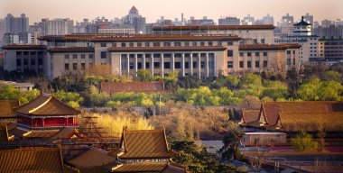 Great Hall of the with Forbidden City in Foreground Beiji clipart