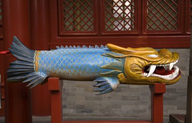 Wooden Dragon Fish Bell Fayuan Buddhist Temple Beijing China clipart