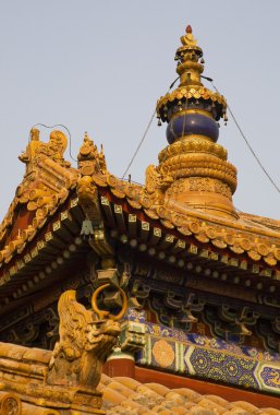 Roofs Figures Steeple Yonghe Gong Buddhist Temple Beijing China clipart