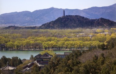 Yu Feng Pagoda From Lonevity Hill Summer Palace Willows Beijing clipart