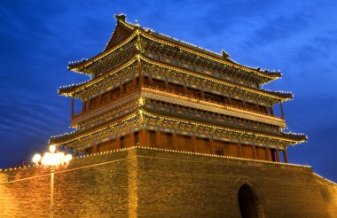 Qianmen Gate Zhengyang Men Tiananmen Square Beijing China Night clipart