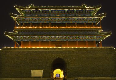 Qianmen Gate Zhengyang Men Tiananmen Square Beijing China Night clipart