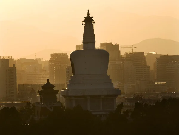 Beihai Stupa Pagoda Sunset Beijing China — Stock Photo, Image