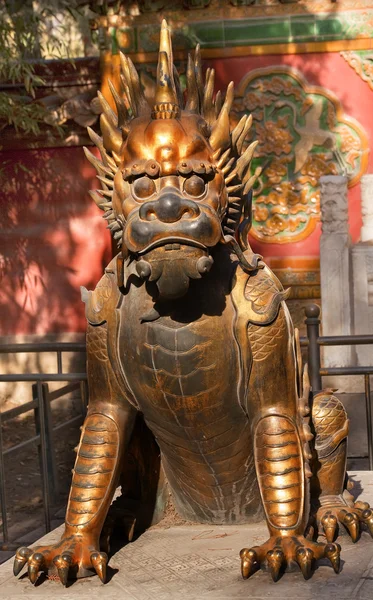 Dragon Bronze Statue Gugong Forbidden City Palace Beijing China — Stock Photo, Image