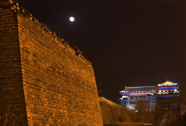 City Wall Park Night Moon Southeast Watchtower Dongguan Hommes Beij — Photo