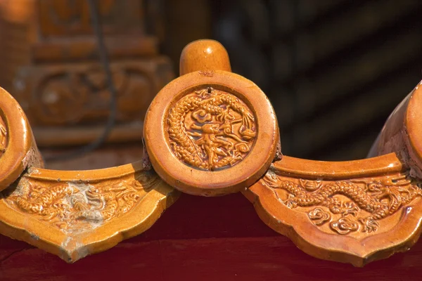 ドラゴンの屋根装飾こきゅう紫禁城宮殿北京あご — ストック写真