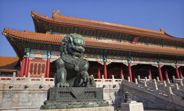 Dragon Bronze Statue Tai he Men Gate Gugong Forbidden City Palac — Stock Photo, Image
