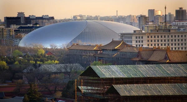 Nagy tojás ezüst koncertterem közelről Peking Kína — Stock Fotó
