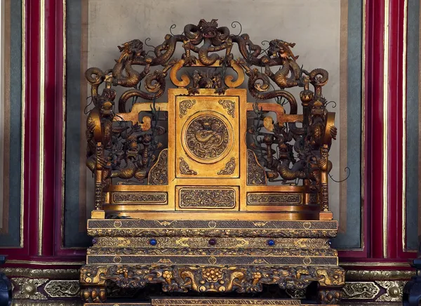 Trono del Emperador Gugong Ciudad Prohibida Palacio Beijing China — Foto de Stock