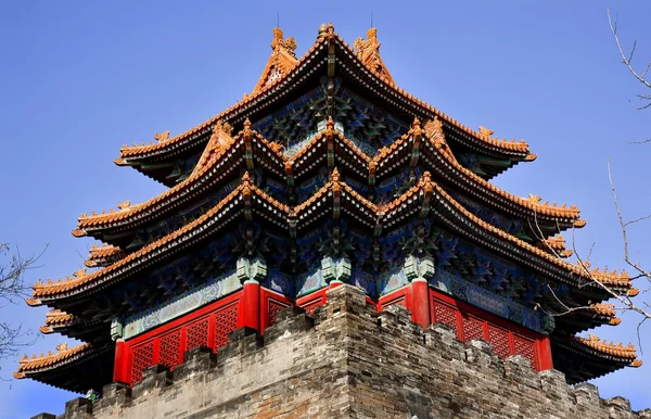 Gugong förbjudna staden palace watch tower Peking — Stockfoto