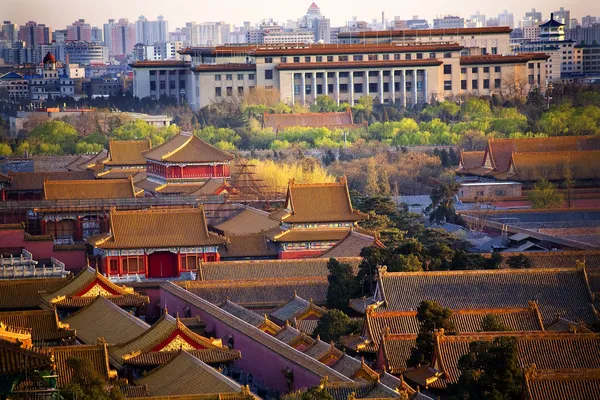 Tetők figurák gugong tiltott város palace beijing Kína — Stock Fotó