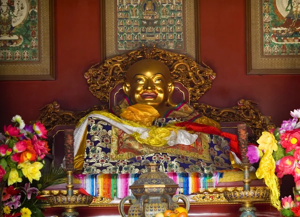 Lachender Buddha Details Yonghe Gong buddhistischer Tempel beijing Kinn — Stockfoto