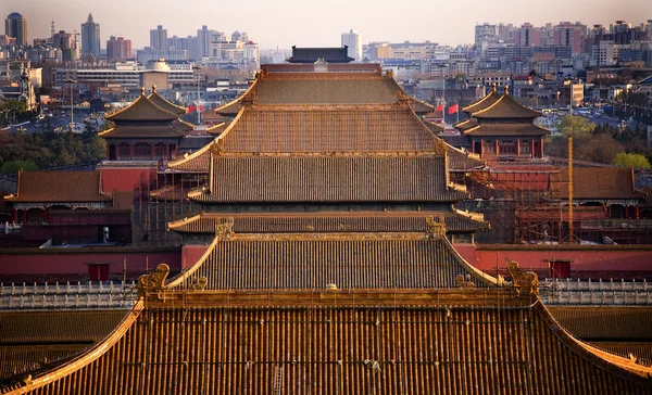 Żółte dachy Zakazane Miasto Pekin Chiny — Zdjęcie stockowe