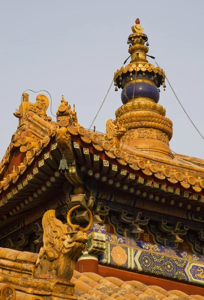 stock image Roofs Figures Steeple Yonghe Gong Buddhist Temple Beijing China