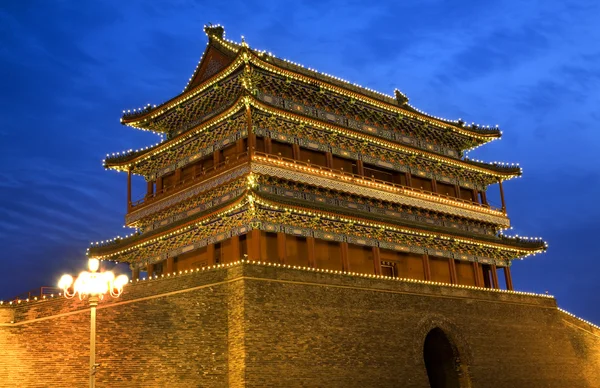 Qianmen Porta Zhengyang Uomini Piazza Tienanmen Pechino Cina Notte — Foto Stock
