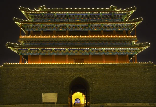 Qianmen portão Zhengyang Homens Tiananmen Praça Pequim China Noite — Fotografia de Stock