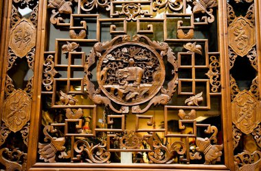 Old Carved Window Jinli Street Chengdu Sichuan China clipart