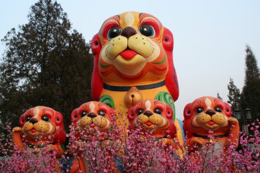 Çince, ay, yeni yıl süslemeleri yürüme park, beijing, Çin