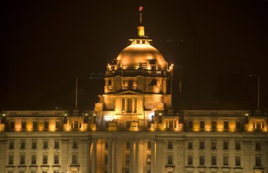 Old HSBC Bank Building Shanghai Bund at Night Close Up clipart