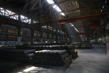 Light Shafts Inside Dark Metals Factory Gansu Province China clipart