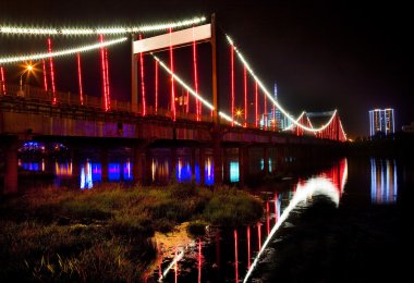 Red Lights Jiangqun General Bridge at Night Fushun City, Liaonin clipart