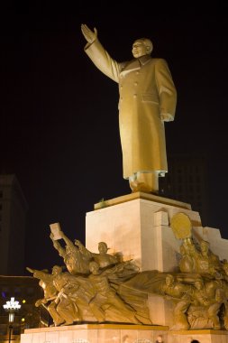 Mao Statue Side View With Heroes Zhongshan Square, Shenyang, Chi clipart