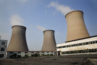 Cooling Towers Coal Fired Electricity Plant Anshan Liaoning Prov clipart