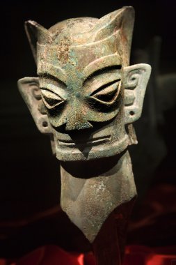 Bronze Alien Mask Statue Sanxingdui Museum Chengdu Sichuan China clipart