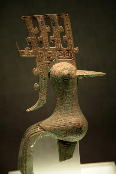 Pequeño pájaro de bronce Museo Sanxingdui Chengdu Sichuan China —  Fotos de Stock