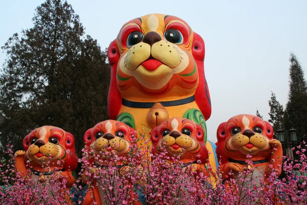 Chinês, Lunar, Decorações de Ano Novo Ditan Park, Pequim, China — Fotografia de Stock
