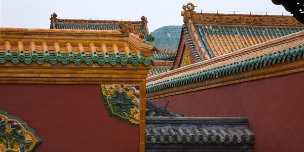 Roofs Dragons Walls Manchu Imperial Palace Shenyang Liaoning Chi