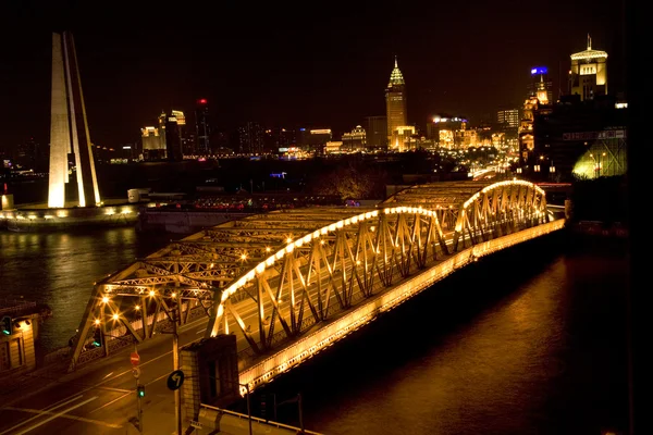 Ponte Waibaidu O Bund Shanghai China — Fotografia de Stock