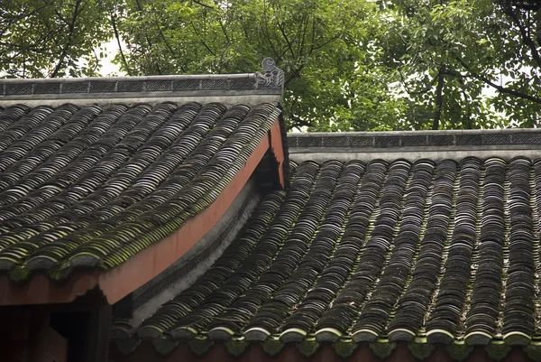 Dachy świątyni baoguang si świeci skarb buddyjskiej świątyni chengd — Zdjęcie stockowe