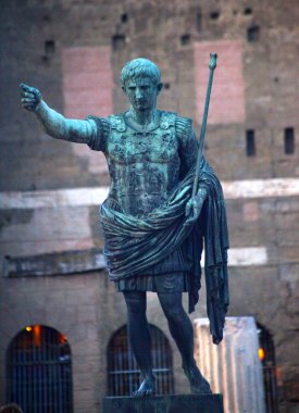 Caesar Augustus Statue in Front of Trajan's Ancient Market Rome clipart