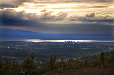 Anchorage Alaska at Sunset from Flattop Mountain clipart