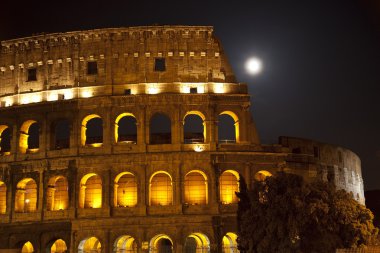 Colosseum Large Moon Details Rome Italy clipart